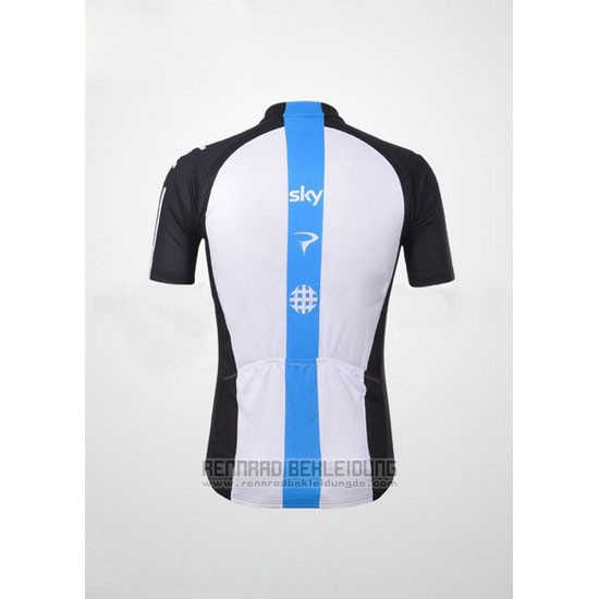 2012 Fahrradbekleidung Sky Shwarz und Azurblau Trikot Kurzarm und Tragerhose - zum Schließen ins Bild klicken